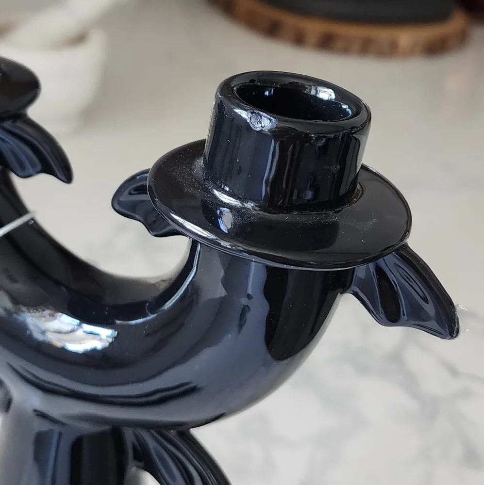 Doi Bat Wings Double Candlestick Holder Black 9 In‎